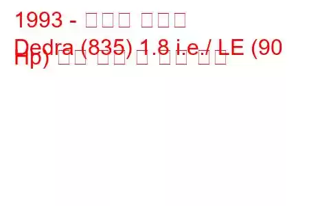 1993 - 란시아 데드라
Dedra (835) 1.8 i.e./ LE (90 Hp) 연료 소비 및 기술 사양