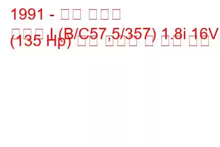 1991 - 르노 클리오
클리오 I (B/C57,5/357) 1.8i 16V (135 Hp) 연료 소비량 및 기술 사양