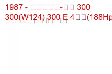 1987 - 메르세데스-벤츠 300
300(W124) 300 E 4매틱(188Hp) 연료 소비 및 기술 사양