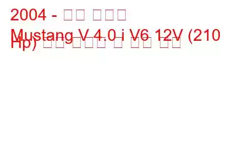 2004 - 포드 머스탱
Mustang V 4.0 i V6 12V (210 Hp) 연료 소비량 및 기술 사양