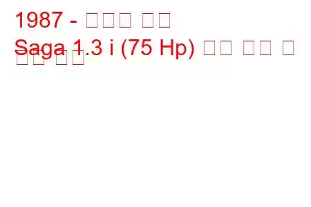 1987 - 양성자 사가
Saga 1.3 i (75 Hp) 연료 소비 및 기술 사양