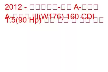 2012 - 메르세데스-벤츠 A-클래스
A-클래스 III(W176) 160 CDI 1.5(90 Hp) 연료 소비 및 기술 사양