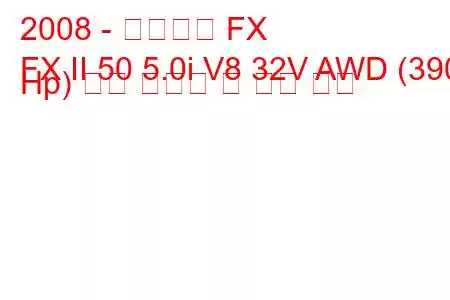 2008 - 인피니티 FX
FX II 50 5.0i V8 32V AWD (390 Hp) 연료 소비량 및 기술 사양