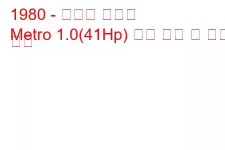 1980 - 오스틴 지하철
Metro 1.0(41Hp) 연료 소비 및 기술 사양
