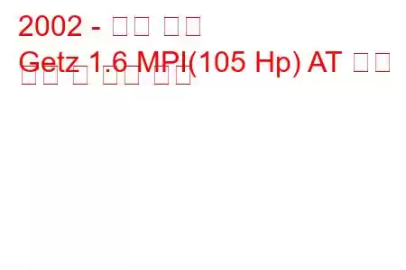 2002 - 현대 게츠
Getz 1.6 MPI(105 Hp) AT 연료 소비 및 기술 사양