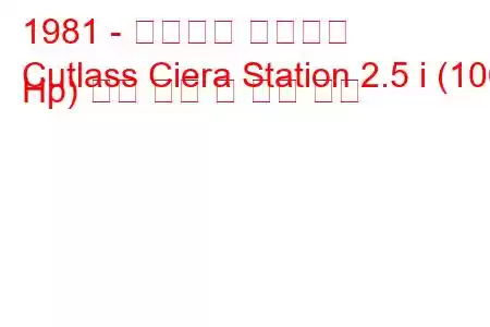 1981 - 올즈모빌 커틀라스
Cutlass Ciera Station 2.5 i (106 Hp) 연료 소비 및 기술 사양