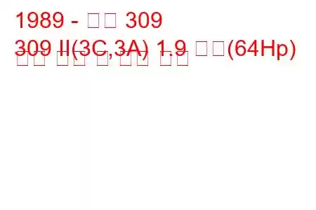 1989 - 푸조 309
309 II(3C,3A) 1.9 디젤(64Hp) 연료 소비 및 기술 사양