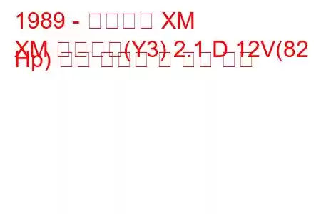 1989 - 시트로엥 XM
XM 브레이크(Y3) 2.1 D 12V(82 Hp) 연료 소비량 및 기술 사양