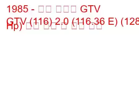 1985 - 알파 로메오 GTV
GTV (116) 2.0 (116.36 E) (128 Hp) 연료 소비 및 기술 사양