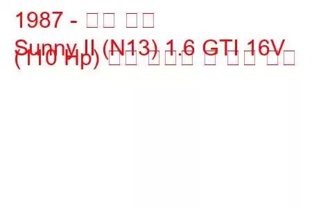 1987 - 닛산 써니
Sunny II (N13) 1.6 GTI 16V (110 Hp) 연료 소비량 및 기술 사양