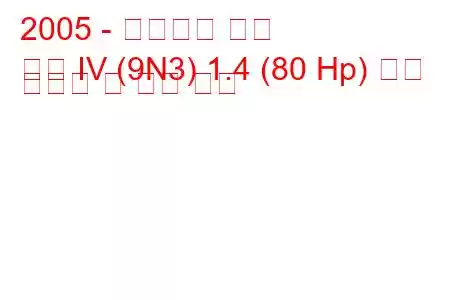 2005 - 폭스바겐 폴로
폴로 IV (9N3) 1.4 (80 Hp) 연료 소비량 및 기술 사양