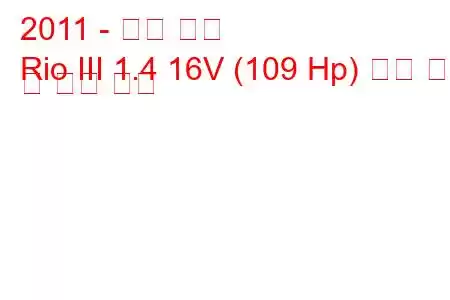 2011 - 기아 리오
Rio III 1.4 16V (109 Hp) 연료 소비 및 기술 사양