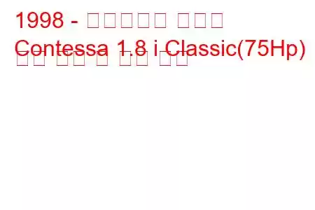 1998 - 힌두스탄의 콘테사
Contessa 1.8 i Classic(75Hp) 연료 소비 및 기술 사양