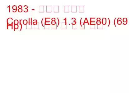 1983 - 토요타 코롤라
Corolla (E8) 1.3 (AE80) (69 Hp) 연료 소비 및 기술 사양