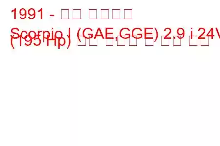 1991 - 포드 전갈자리
Scorpio I (GAE,GGE) 2.9 i 24V (195 Hp) 연료 소비량 및 기술 사양