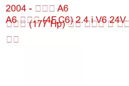 2004 - 아우디 A6
A6 아방트 (4F,C6) 2.4 i V6 24V 콰트로 (177 Hp) 연료 소모량 및 기술 사양