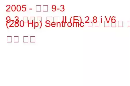 2005 - 사브 9-3
9-3 스포츠 콤비 II (E) 2.8 i V6 (280 Hp) Sentronic 연료 소비량 및 기술 사양