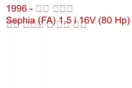 1996 - 기아 세피아
Sephia (FA) 1.5 i 16V (80 Hp) 연료 소비량 및 기술 사양