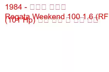 1984 - 피아트 레가타
Regata Weekend 100 1.6 (RF) (101 Hp) 연료 소비 및 기술 사양