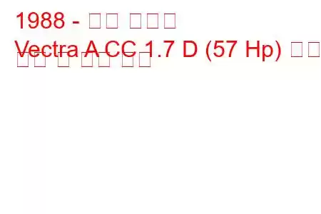 1988 - 오펠 벡트라
Vectra A CC 1.7 D (57 Hp) 연료 소비 및 기술 사양