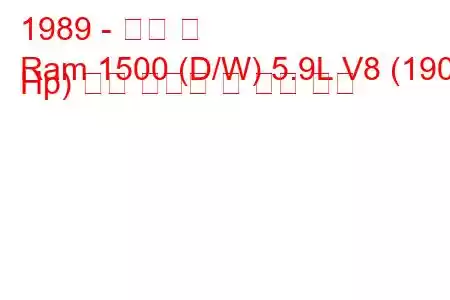 1989 - 닷지 램
Ram 1500 (D/W) 5.9L V8 (190 Hp) 연료 소비량 및 기술 사양