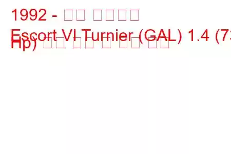 1992 - 포드 에스코트
Escort VI Turnier (GAL) 1.4 (73 Hp) 연료 소비 및 기술 사양