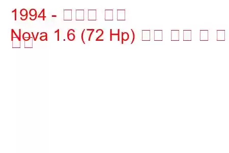 1994 - 다키아 노바
Nova 1.6 (72 Hp) 연료 소비 및 기술 사양