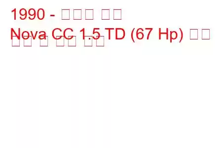 1990 - 복스홀 노바
Nova CC 1.5 TD (67 Hp) 연료 소비 및 기술 사양