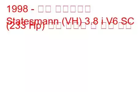 1998 - 홀든 스테이츠만
Statesmann (VH) 3.8 i V6 SC (233 Hp) 연료 소비량 및 기술 사양
