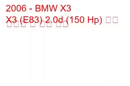 2006 - BMW X3
X3 (E83) 2.0d (150 Hp) 연료 소비량 및 기술 사양