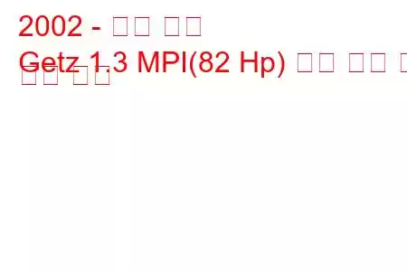 2002 - 현대 게츠
Getz 1.3 MPI(82 Hp) 연료 소비 및 기술 사양