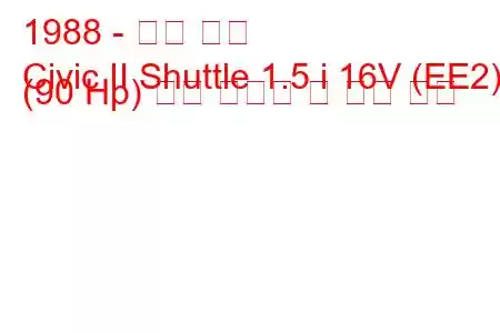 1988 - 혼다 시빅
Civic II Shuttle 1.5 i 16V (EE2) (90 Hp) 연료 소비량 및 기술 사양