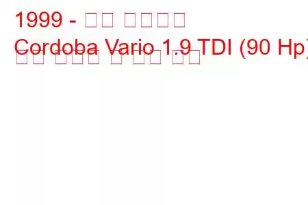 1999 - 좌석 코르도바
Cordoba Vario 1.9 TDI (90 Hp) 연료 소비량 및 기술 사양