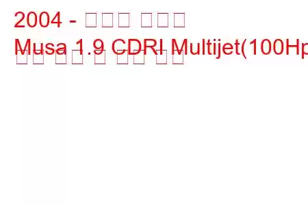 2004 - 란시아 모세스
Musa 1.9 CDRI Multijet(100Hp) 연료 소비 및 기술 사양