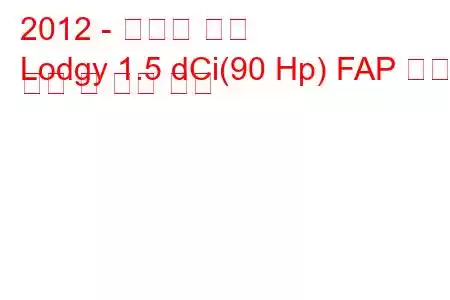 2012 - 다키아 로지
Lodgy 1.5 dCi(90 Hp) FAP 연료 소비 및 기술 사양