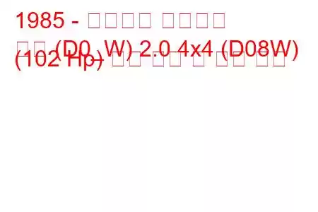 1985 - 미쓰비시 스페이스
공간 (D0_W) 2.0 4x4 (D08W) (102 Hp) 연료 소비 및 기술 사양