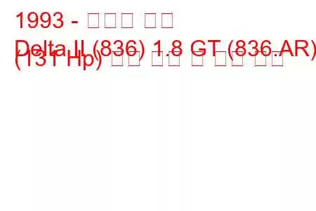 1993 - 란시아 델타
Delta II (836) 1.8 GT (836.AR) (131 Hp) 연료 소비 및 기술 사양