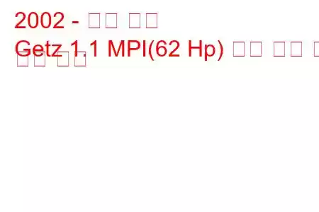2002 - 현대 게츠
Getz 1.1 MPI(62 Hp) 연료 소비 및 기술 사양