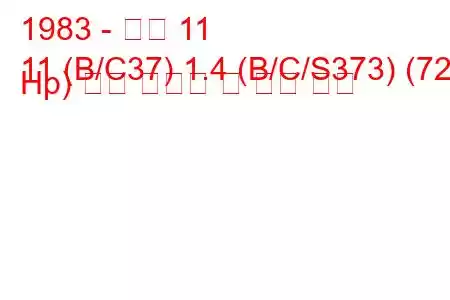 1983 - 르노 11
11 (B/C37) 1.4 (B/C/S373) (72 Hp) 연료 소비량 및 기술 사양