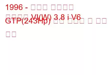 1996 - 폰티악 그랑프리
그랑프리 VI(W) 3.8 i V6 GTP(243Hp) 연료 소비량 및 기술 사양