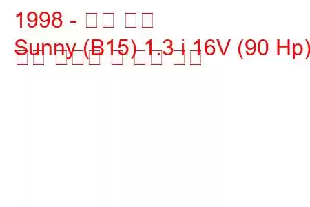 1998 - 닛산 써니
Sunny (B15) 1.3 i 16V (90 Hp) 연료 소비량 및 기술 사양