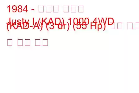 1984 - 스바루 저스티
Justy I (KAD) 1000 4WD (KAD-A) (3 dr) (55 Hp) 연료 소비 및 기술 사양