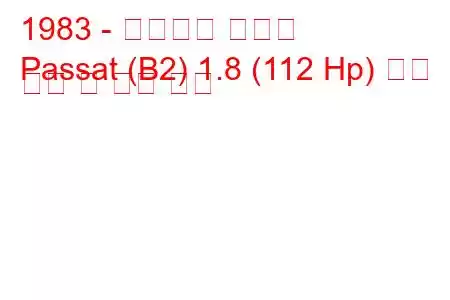 1983 - 폭스바겐 파사트
Passat (B2) 1.8 (112 Hp) 연료 소비 및 기술 사양
