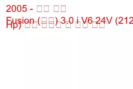 2005 - 포드 퓨전
Fusion (미국) 3.0 i V6 24V (212 Hp) 연료 소비량 및 기술 사양