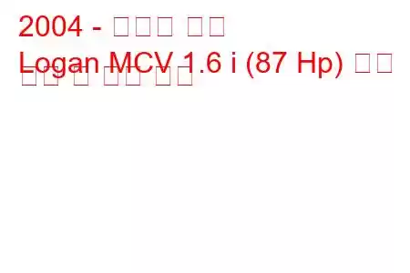 2004 - 다시아 로건
Logan MCV 1.6 i (87 Hp) 연료 소비 및 기술 사양