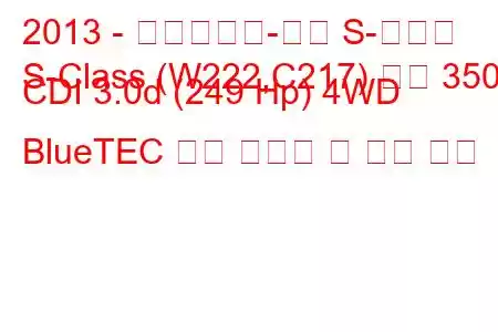 2013 - 메르세데스-벤츠 S-클래스
S-Class (W222,C217) 세단 350 CDI 3.0d (249 Hp) 4WD BlueTEC 연료 소비량 및 기술 사양