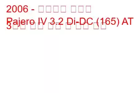 2006 - 미쓰비시 파제로
Pajero IV 3.2 Di-DC (165) AT 3도어 연료 소비 및 기술 사양