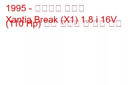 1995 - 시트로엥 잔티아
Xantia Break (X1) 1.8 i 16V (110 Hp) 연료 소비량 및 기술 사양