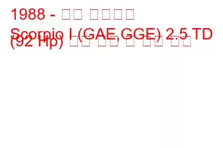 1988 - 포드 전갈자리
Scorpio I (GAE,GGE) 2.5 TD (92 Hp) 연료 소비 및 기술 사양