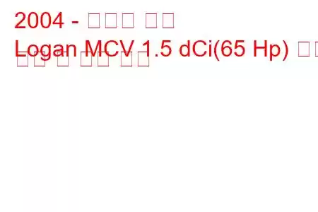 2004 - 다시아 로건
Logan MCV 1.5 dCi(65 Hp) 연료 소비 및 기술 사양